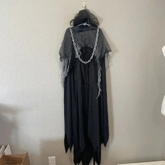 Girls Size Medium 12-14 Miss Reaper Tween Halloween Costume Dress Cape Chain - Picture 4 of 12